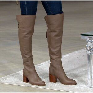 Franco Sarto “Ollie” Taupe Leather Over the Knee Boots U.S. Size 7M